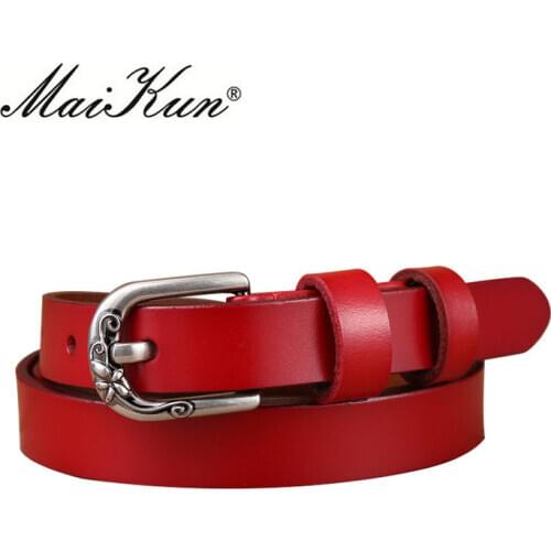 Vintage Cowskin Leather Belts for Women Belt Floral Carved Pin Buckle Belt for Dress Top Quality Strap Female for Jeans