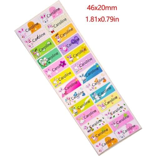 Cute Rabbit Pattern Custom Personal Name Stickers Transportation Waterproof Tag Label For Girl Scrapbook School Stationery
