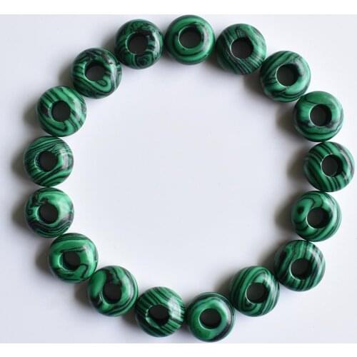 Fashion good quality malachite stone round shape big hole beads for jewelry marking 30pcs/lot wholesale free shipping