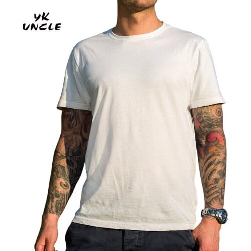 YK UNCLE Brand 2017 Summer New Arrival Men 100% Cotton Comfortable O-Neck Short Sleeve Casual Fashion Solid White Male T-Shirts