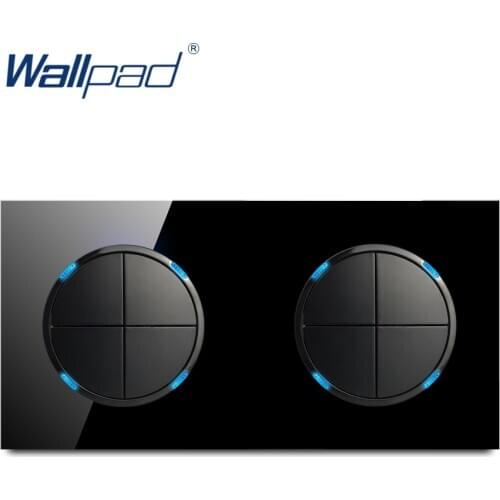 2020 Wallpad 8 Gang 2 Way Random Click Push Button Wall Light Switch With LED Indicator Crystal Glass Panel 16A