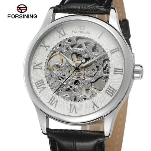 New mechanical watch fashion design for men handwinder silver case&dial with silver color roman numbers skeleton FSG8094M3S1