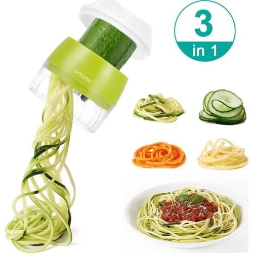 Vegetable Cutter 3 In 1 Handheld Adjustable Spiral Slicer Grater