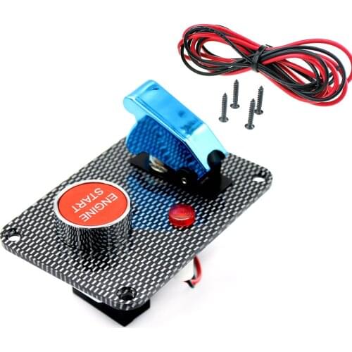 Carbon Fiber Racing Car 12V Ignition Switch Panel Engine Start Push Button with LED Indicator Car Styling