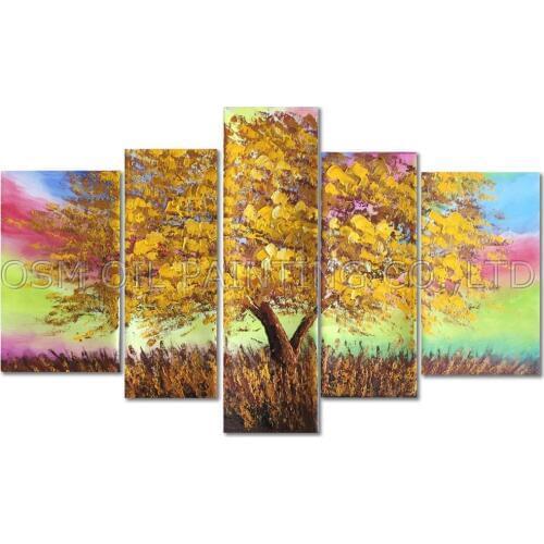 Professional Artist Handmade High Quality Abstract Tree Oil Painting on Canvas Rich Color Tree Oil Painting for Living Room