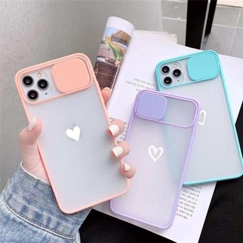 Cute Love Heart Clear Phone Case For iPhone XR 11 Pro Max 12 XS X SE20 8 7 6 Plus Camera Lens Protection Hard Cover Candy Fundas