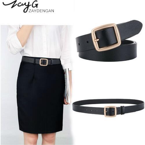 ZAYG Womens strap casual all-match Women brief genuine leather belt women strap pure color belts Top quality jeans Gifts Lady