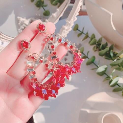 Crystal Big Stud Earrings Women Jewelry Fashion Girls' Collection Earring