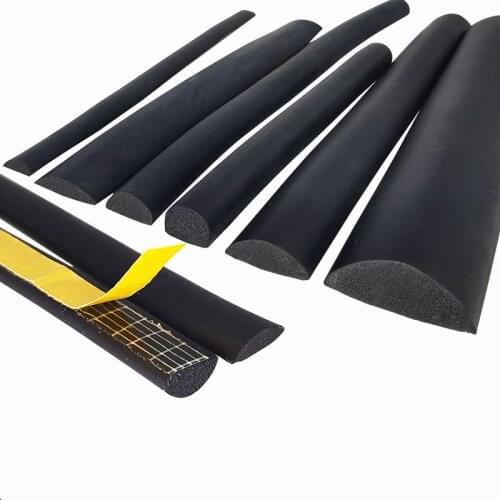 Self-adhesive EPDM Rubber Foam Sponge Bar Seal Strip Half Round 10x5mm 15x3mm 15x5mm 15x7mm 18x10mm 20x5mm 20x7mm 40x12mm Black