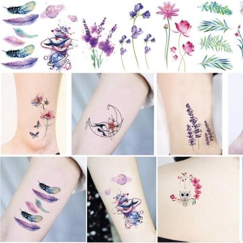 Sexy Flower Leaves Temporary Tattoos Body Art Painting Arm Legs Tattoos Sticker Realistic Fake Black Rose Waterproof Tattoos NEW