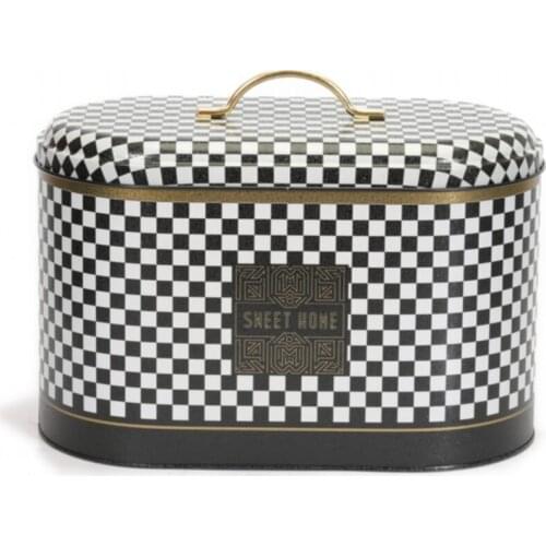 Checkerboard Embossed Metal Bread Cart 11 Lt-Black White