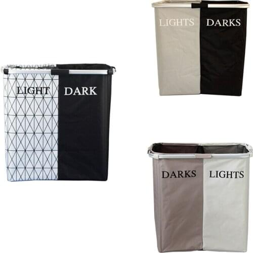 Foldable Laundry Basket, Aluminum Tube, Double Grid, Home Fabric, Clothing Storage, Two-Color Laundry Basket