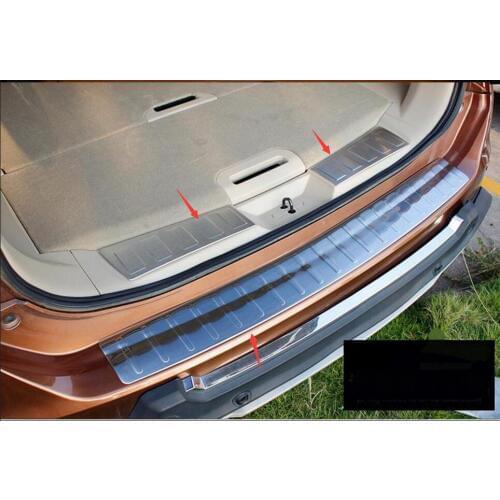 Upper + lower Car Styling Rear Bumper Inside Door Sill For Nissan Rogue X-Trail 2014 -2016 Stainless steel 304