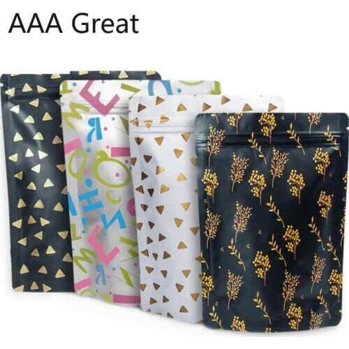 100Pcs/Lot Aluminium Foil Zip Lock Bag Coffee Bean Packing Bag Color Ziplock Bag Self Sealing Tea Mask Powder Packaging Gift Bag