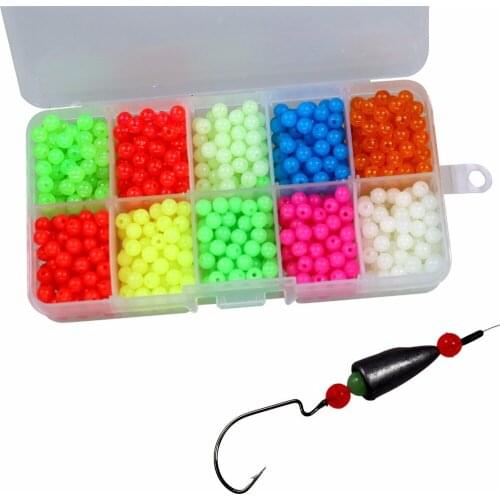 1000 Pcs/Box 4mm Plastic Round Luminous Fishing Beads Glow In The Dark Freshwater Fishing Rigs Lure Floating Float Bait Tackles