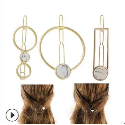 120pcs/lot DIY Simple Multi Alloy Geometric Rectangle Hair Clips Marble Vein Hairpin Hair Styling Tools Accessories HA1426