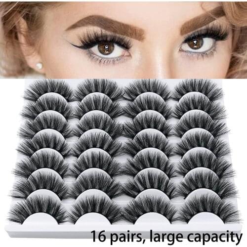 16Pairs 3d lashes mink false eyelashes eye fake lash eyelash Exaggerated bushy extension set wispy lashes supplies tools beauty
