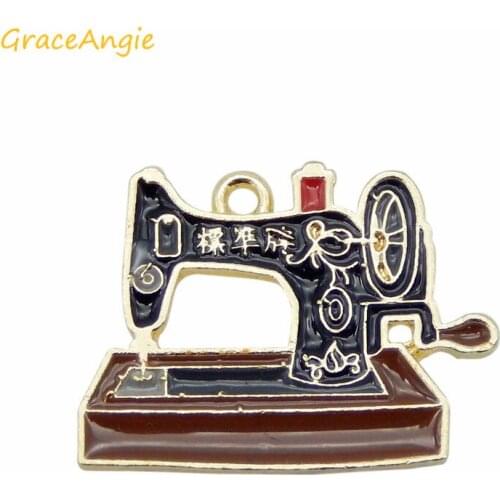 3pcs Enamel Alloy sewing machine charms Cute Black Pendant earring jewelry accessories Handmade wholesale DIY Brooches Pins Gift