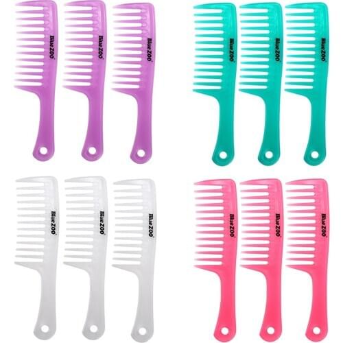 3 Pieces Detangling Hair Combs With Long Handle, Round Tooth Massage Combs, High Strength and Durability