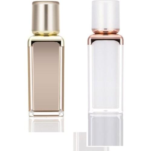 30ml pearl white/ gold square shape acrylic airless bottle for serum/lotion/emulsion/foundation/liquid cosmetic packing