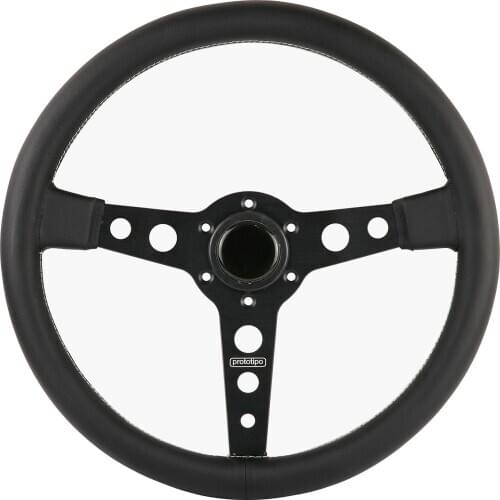 350mm Prototipo Black/Silver Real Leather Steering Wheel