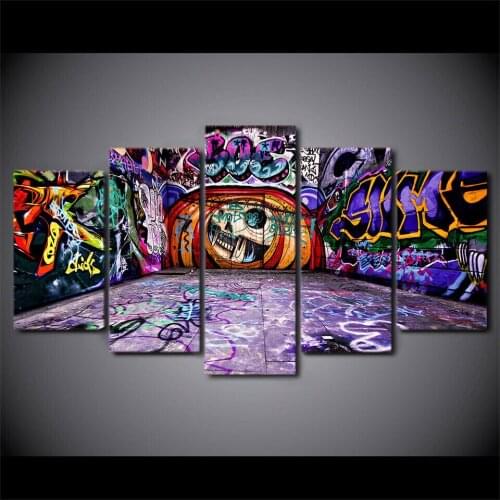 5 Pieces Canvas Backstreet ABSTRACT Graffiti Pictures Print Wall Art Canvas Paintings Wall Decorations for Living Room Unframe
