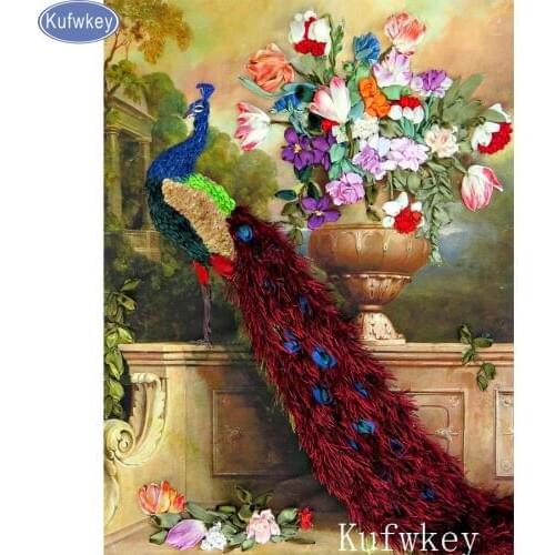 5D diy diamond painting sale Cross stitch kits peacock tulip rose Diamond mosaic pattern pictures Full Diamond Embroidery beaded