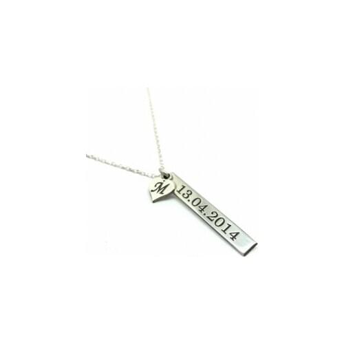 925 STERLING SILVER PLAQUE TARİH LETTER NECKLACE