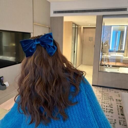 Velvet hair accessories super fairy big bow bangs hairpin net red girl top clip back head clip ins spring clip headbands