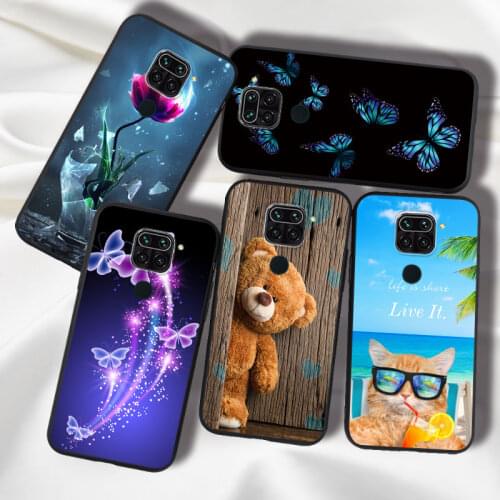 Cat Butterfly Silicone Case For Xiaomi Redmi Note 9S 9 Pro 8 8T 8A 9A 9C Mi 10T Pro Lite Case Back Cover on Redmi K30S 10X 4G