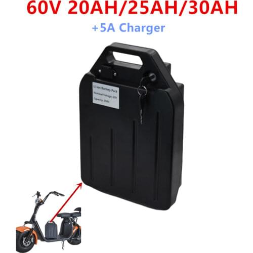 60v 20Ah 25Ah 30ah lithium battery for two Wheel Foldable citycoco X7 X8 X9 fat tire scooter removable battery with 3A charger