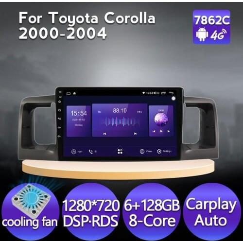 MEKEDE Android 11 6G 128GB GPS Car Multimedia player For Toyota Corolla E120 e120 BYD F3 2001-2011 Cooling fan DSP WIFI carplay