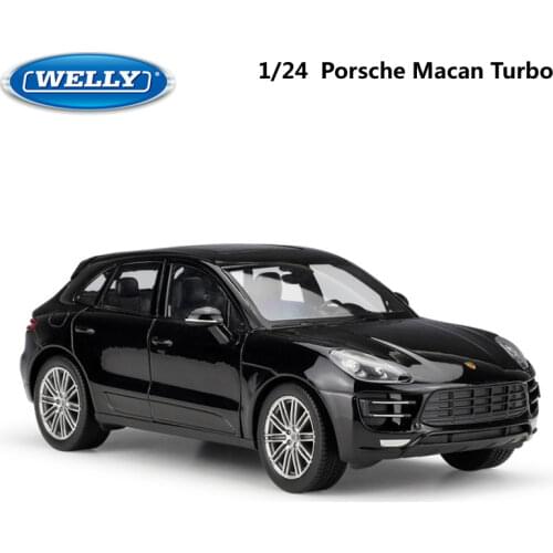 WELLY Diecast 1:24 Scale Model Car Toy Porsche Macan Turbo SUV High Simulator Metal Alloy Toy Car For Children Gift Collection