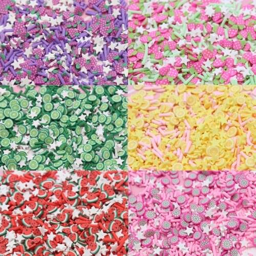 100g/Lot Multi Fruits Series Candy Sprinkles Mixture Soft Pottery Cutter for Slime Decoration DIY Crafts