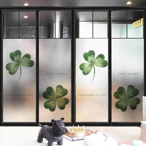 Nordic Lucky grass glass sticker Custom size stained no-glue opaque Window Film adhesive vinyl Static Cling frosted office door
