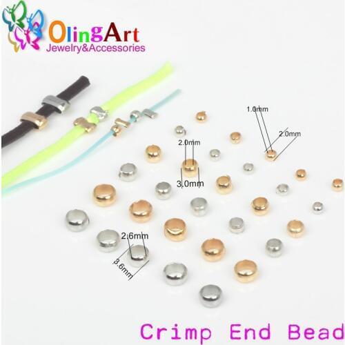 OlingArt Crimps beads 2/2.5/3.0/4mm Silver-color gold-color Plated FIT Wire rope Bracelet necklace DIY jewelry making Findings