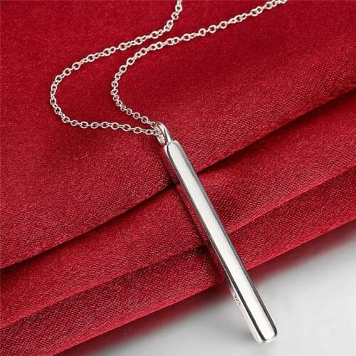 New Style 925 Sliver Cylindrical Pendant Necklace Fashion Jewelry For Women&Girls Daily Party Accessories Anniversary Gift