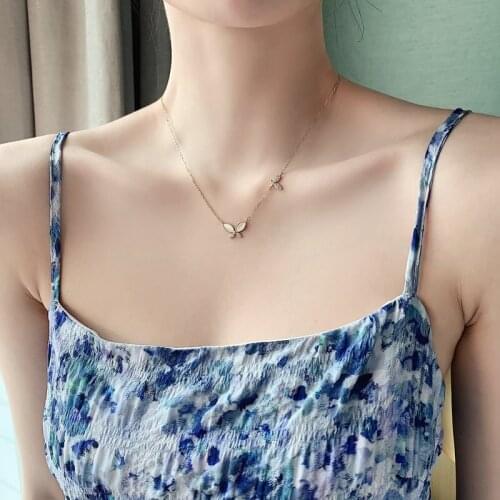 Opal Butterfly Necklace Fashion Wild Clavicle Chain Simple Temperament Choker Ladies Neckwear Fashion Woman Jewelry