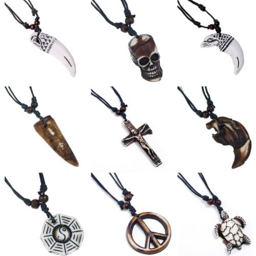 ZIMNO Men Wax Rope Chain Dripping Oil Resin Pendant Necklace E Girl Bohemian Gothic Divination Yoga Choker Women Goth Jewelry