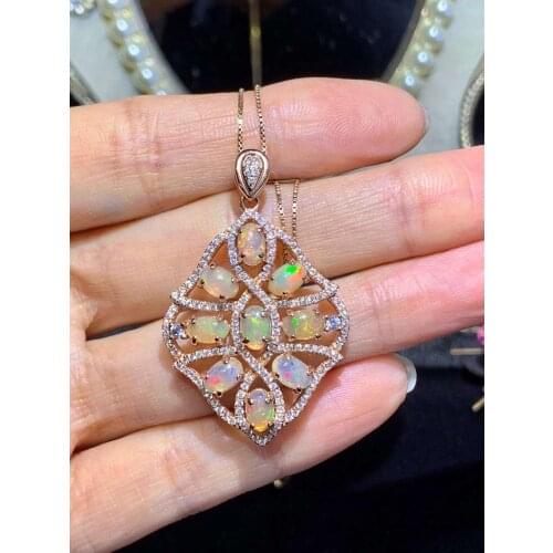 Opal Natural And Real Opla necklace pendant Free shipping 925 sterling silver Natural real opal