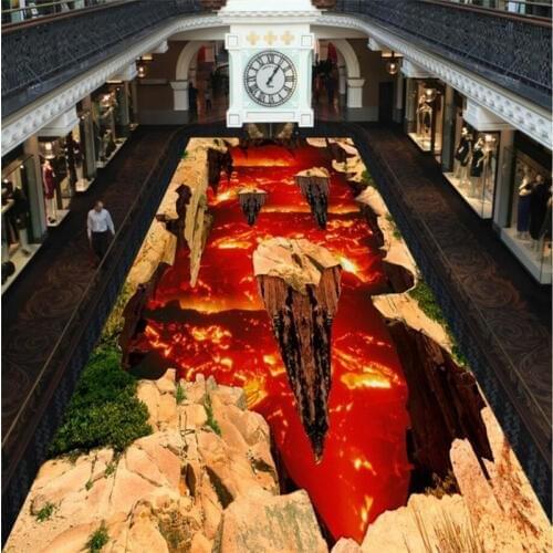Beibehang Custom photo wallpaper wear thicker PVC wall stickers volcanic magma street park 3D 3D painting floor painting
