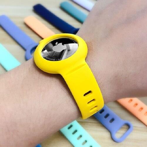 Durable Color Location Tracker Anti-Lost Anti-Scratch Shockproof Protective Case Strap Bracelet For Apple AirTags Keychain Cover