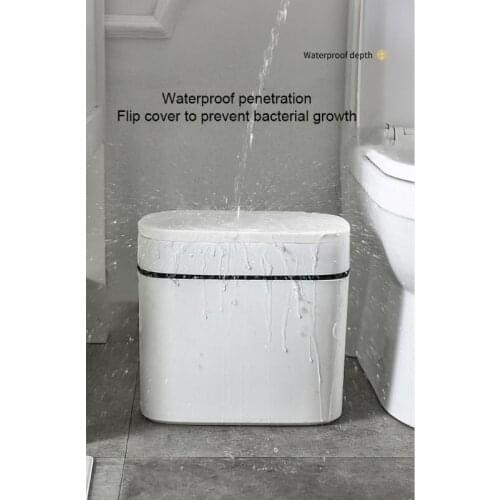 Rectangular Hand Press Slim Plastic Trash Can with Lid 12L/14L Household Barrel Wastebasket Garbage Container Bin