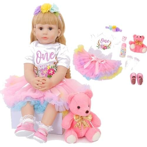 Reborn Baby 60cm Soft Silicone With Gold Hair Whole Silicone Body Princess Toddler For Kids Birthday Christmas Surprise Present