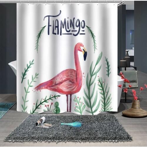 Flamingo Animal Polyester Pink Shower Curtain Washable Decor Colorful Butterfly Dolphin Curtains for Bathroom Shower