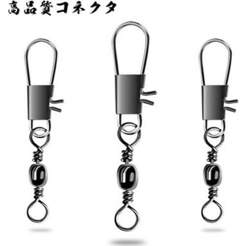 Walk Fish 50pcs Rolling Swivels Interlock Snap Fishing Lure Transfer Tackles Gear Accessories Fising Line Connector Copper Swive