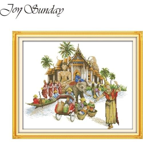 Counted Cross Stitch Patterns Thai Scenery 14CT 11CT Aida Fabric DMC Thread Water Soluble Canvas Stitch Embroidery Needlework