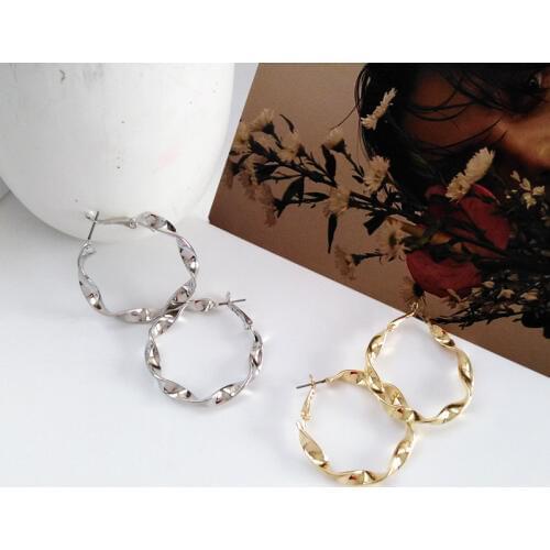 Wild Earrings Metal Texture Simple Geometric Shape Twist Line Earrings European and American Style Earrings