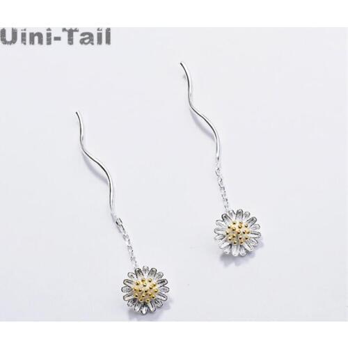 Uini-Tail hot new 925 sterling silver beautiful fresh sunflower flower earrings fashion trend wild literary temperament jewelry