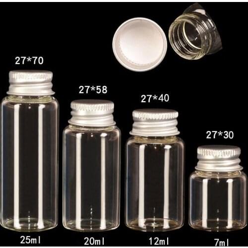 1pcs 7ml 12ml 20ml 25ml Glass Bottles with Screw Cap Empty Bottles Jars Containers Vial Crafts Bottles Jars Free Shipping